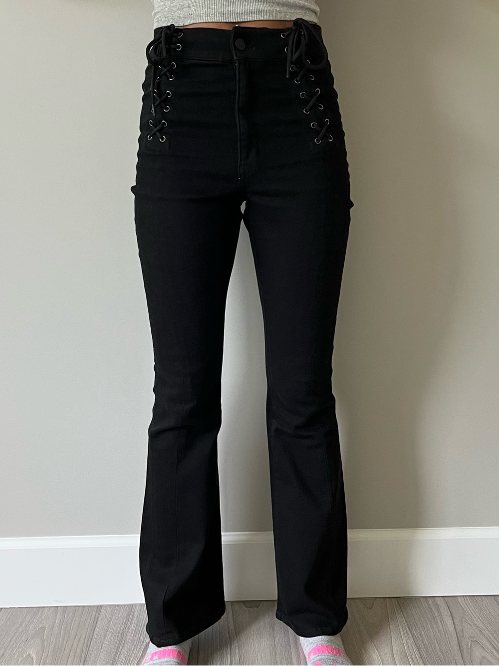 Y2K High-Rise Lace-Up Flare Jeans
